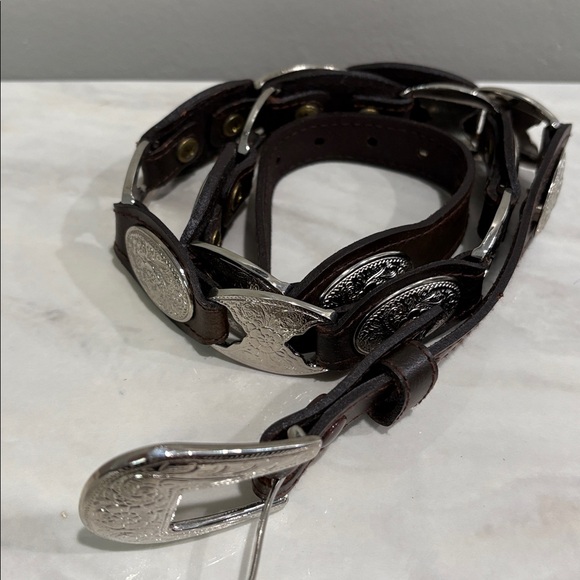 Women’s Brown Genuine Leather Western Cowgirl Belt with Silver Buckle 37 inches - Picture 4 of 8